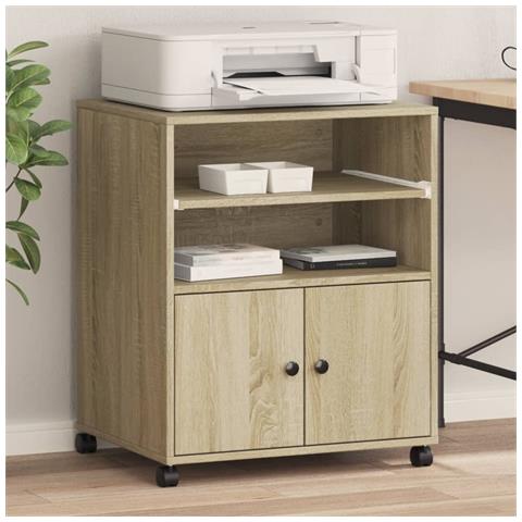 Supporto Per Stampante Con Ruote Rovere Sonoma 60x48x74 Cm - Foto 1
