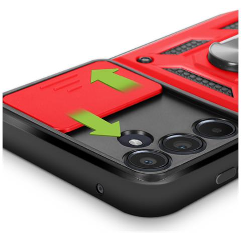 Cover Per Samsung A35 Anello Supporto Coprifotocamera Scorrevole, Rosso - Foto 2
