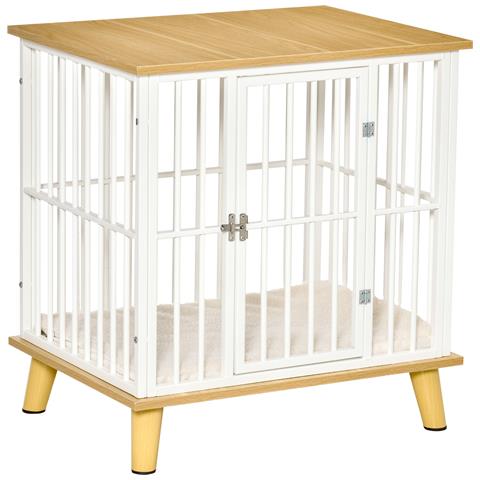 Casetta Per Cani Piccoli Da Interno Con Cuscino Rimovibile E Lavabile, 64.5x48x 70.5cm, Quercia - Foto 1