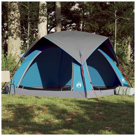 Tenda Da Campeggio A Cabina Per 4 Persone Blu Impermeabile - Foto 2