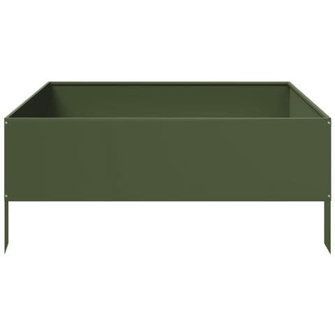 Fioriera Rialzata Giardino Verde Oliva 100x100x25 cm Acciaio - Foto 10
