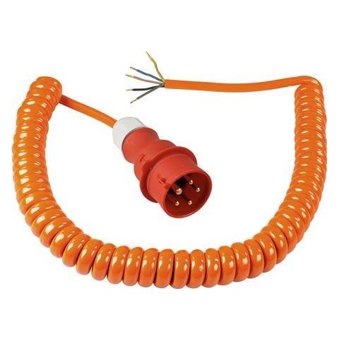 Cee Baustellen-spiralleitung Mit Cee-stecker & Offenem Ende (400v / 16a Ip44 H07bq-f 5g2,5 1m - 5m Ausziehbares Kabel) - In Orange (70432) - Foto 1