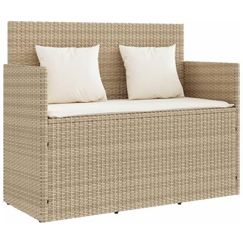 Panca da Giardino con Cuscini Beige in Polyrattan - Foto 1