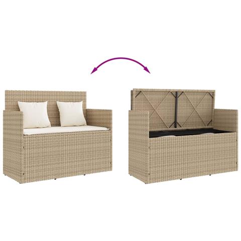 Panca da Giardino con Cuscini Beige in Polyrattan - Foto 10