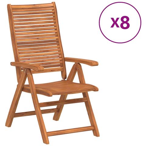 Sedie Giardino Reclinabili 8 Pz 56x72x107 Legno Massello Acacia - Foto 2