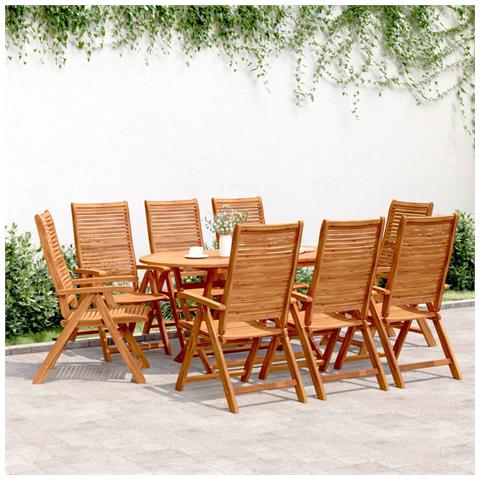 Sedie Giardino Reclinabili 8 Pz 56x72x107 Legno Massello Acacia - Foto 1