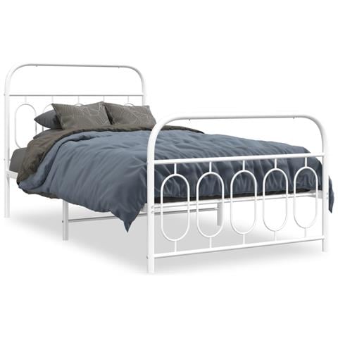 Giroletto Con Testiera E Pediera Metallo Bianco 107x203 Cm - Foto 2
