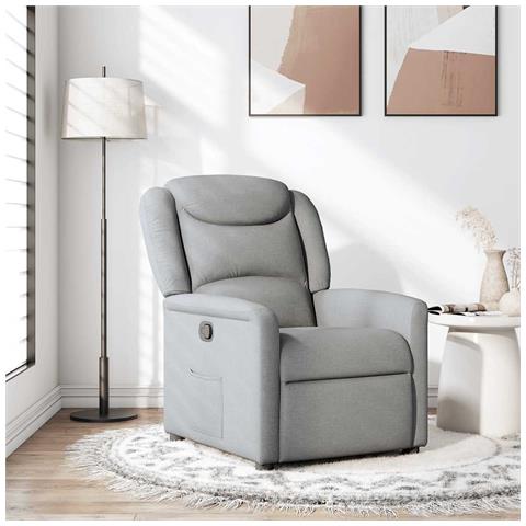 Poltrona Reclinabile In Tessuto Grigio Chiaro - Foto 1