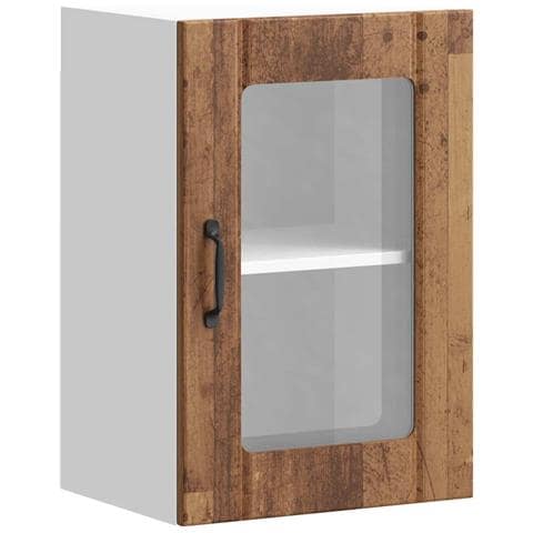 Pensile Da Cucina Con Porta In Vetro Lucca Legno Antico - Foto 2