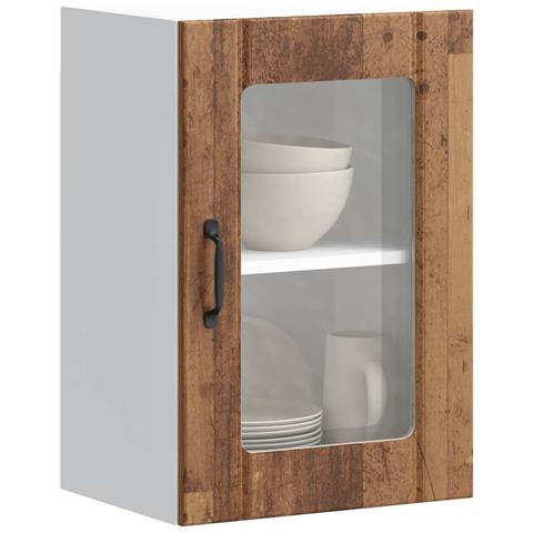 Pensile Da Cucina Con Porta In Vetro Lucca Legno Antico - Foto 1