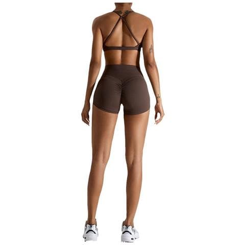 Set Di Leggings E Reggiseno Sportivo Incrociato Coffee L - Foto 7