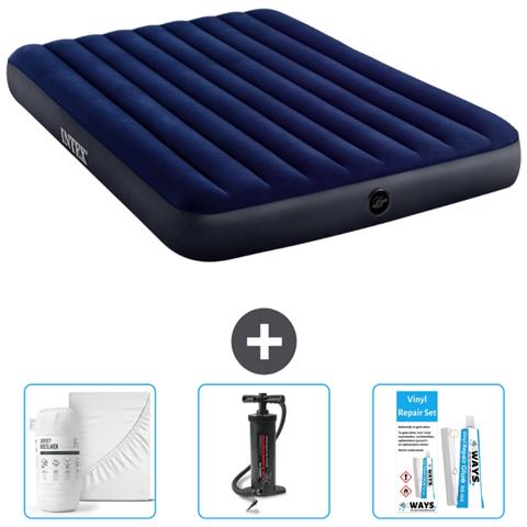 Set Materassino Gonfiabile - 203x152x25 Cm - Blu - Include Accessori Coordinati Cb3 - Foto 1