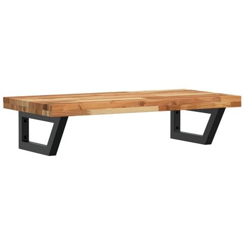 Ripiano A Parete Per Lavabo In Acciaio E Massello Di Acacia - Foto 1