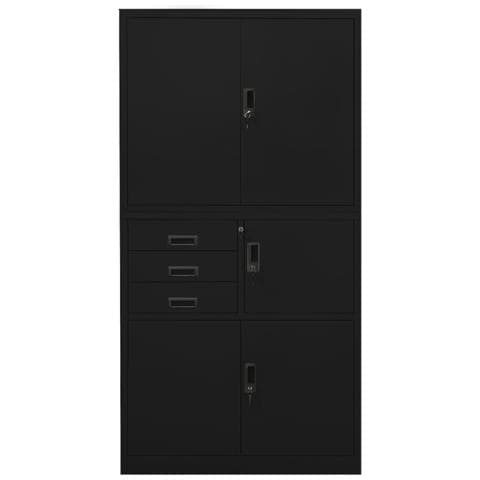 Lusso Casadino -  Armadio Per Ufficio Nero 90x40x180 Cm In Acciaio - Foto 1