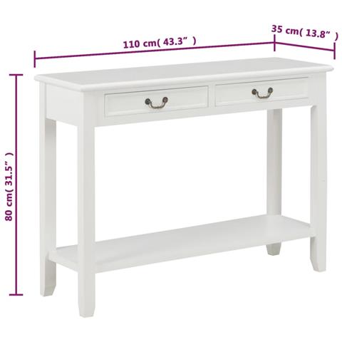 Lusso Casadino -  Tavolo Consolle Bianco 110x35x80 Cm In Legno - Foto 8