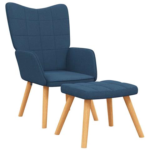 Poltrona Relax Con Poggiapiedi Blu In Tessuto - Foto 1