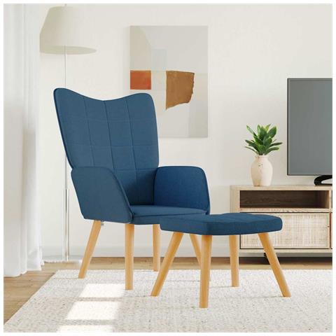 Poltrona Relax Con Poggiapiedi Blu In Tessuto - Foto 8