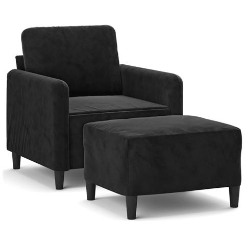 Poltrona con Poggiapiedi Nero 60 cm in Velluto - Foto 1