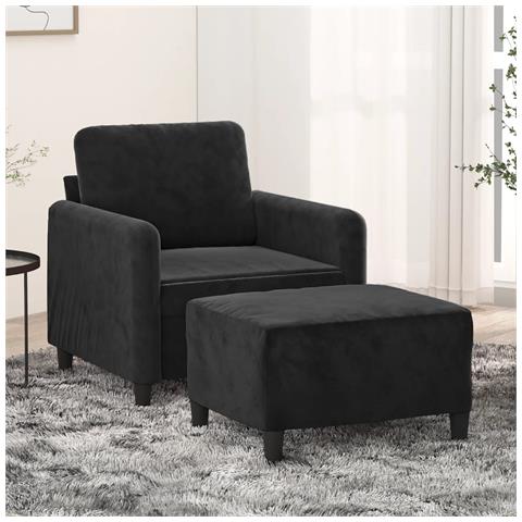 Poltrona con Poggiapiedi Nero 60 cm in Velluto - Foto 2