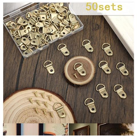 50 Set Di Kit Di Sospensione Con Anello A D Con Cacciavite Per Cornici Gold - Foto 2