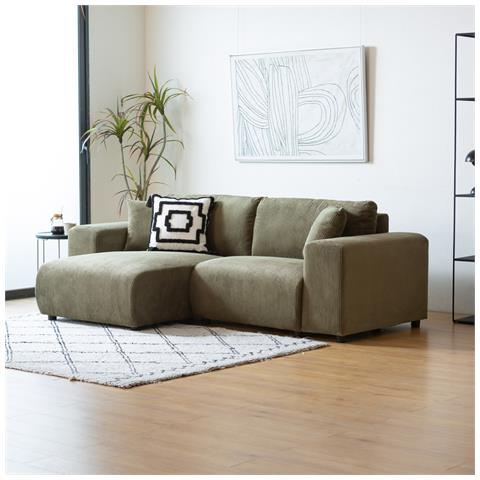 Aberdeen Divano Angolare Reversibile A 3 Posti In Velluto A Coste Verde - Foto 2