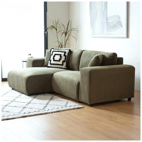 Aberdeen Divano Angolare Reversibile A 3 Posti In Velluto A Coste Verde - Foto 6