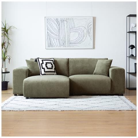 Aberdeen Divano Angolare Reversibile A 3 Posti In Velluto A Coste Verde - Foto 1