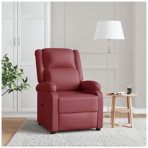 Poltrona Reclinabile Rosso Vino in Similpelle - Foto 2