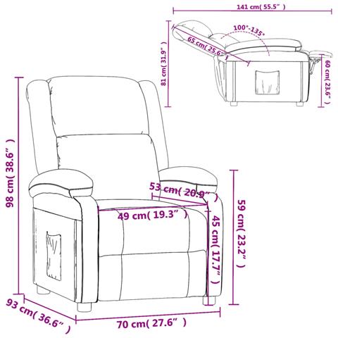 Poltrona Reclinabile Rosso Vino in Similpelle - Foto 9