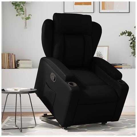 Poltrona Alzapersona Reclinabile Nera in Similpelle - Foto 2