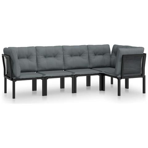 Set Salotto da Giardino 5 pz Nero e Grigio in Polyrattan - Foto 1