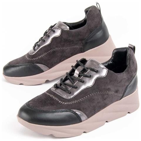 Scarpa Con Zeppa Liria Grey Grigio Materiale Sintetico E Tessile - Foto 1