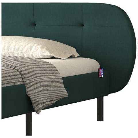 Tulsa Letto Imbottito 140x190cm Verde Con Testiera E Molle - Foto 2