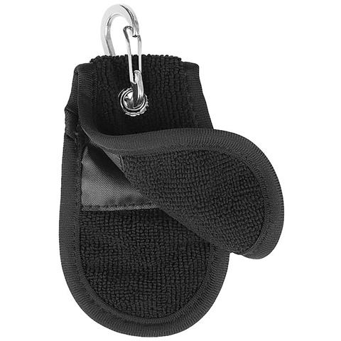 Panno Per Pulizia Palline Da Golf Compatibile Con Accessori It, Doppia Faccia In Panno Di Cotone Con Gancio In Metallo Per Portachiavi, Nero, 12.5x7.5x0.2cm - Foto 1
