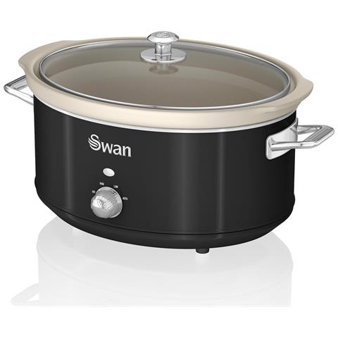 Swan Sf17031bneu Retro Slow Cooker 6,5l Pentola Rimovibile In Ceramica Antiaderente Senza Pfoa 320w Nero - Foto 1