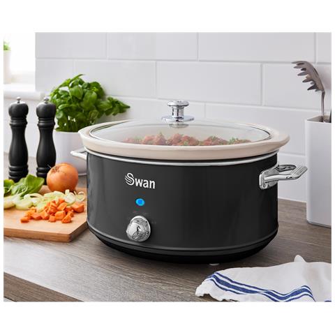 Swan Sf17031bneu Retro Slow Cooker 6,5l Pentola Rimovibile In Ceramica Antiaderente Senza Pfoa 320w Nero - Foto 2