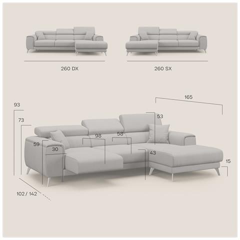 Fusion Divano Angolare In Tessuto Smacchiabile T05 Beige - Foto 7