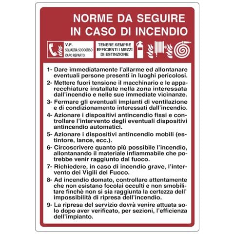 Cartello Segnaletica ""norme Caso Incendio"" 50x35 - Foto 1