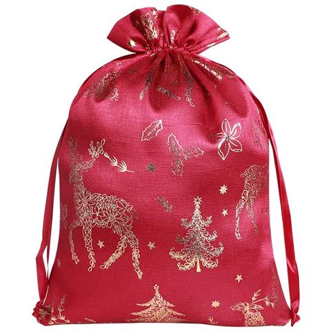 Sacchetti Natalizi In Cotone Con Coulisse 30x40cm (confezione Da 2) - Eleganti Sacchetti Regalo - Foto 1