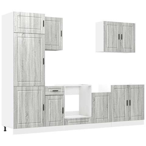 Set Mobili da Cucina 7 pz Porto Grigio Sonoma in Truciolato - Foto 1
