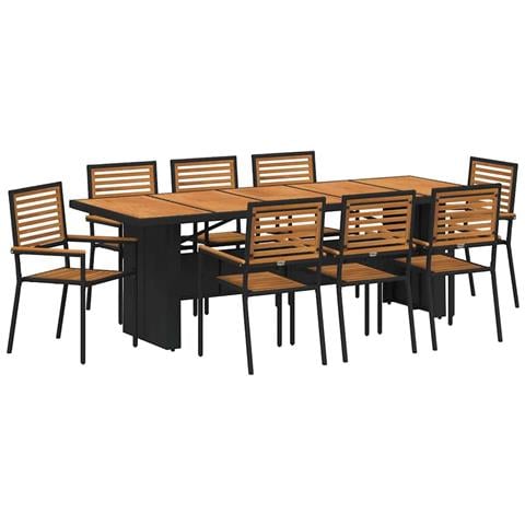 Set da Pranzo per Giardino 9 pcs Nero 240 x 90 x 75 cm - Foto 1