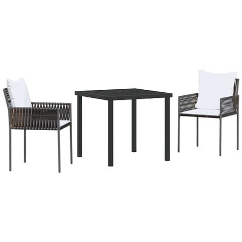 Set da Pranzo per Giardino 3 pcs Marrone Poly Rattan - Foto 1
