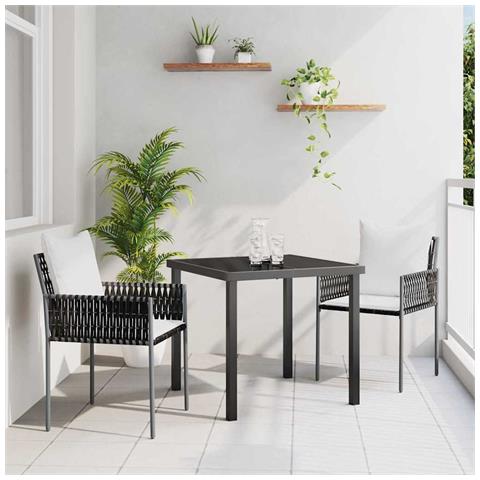 Set da Pranzo per Giardino 3 pcs Marrone Poly Rattan - Foto 2