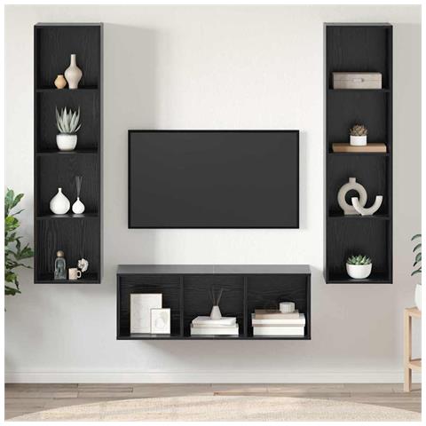Set di mobili TV 3 pcs Rovere nero 37 x 37 x 142.5 cm - Foto 2