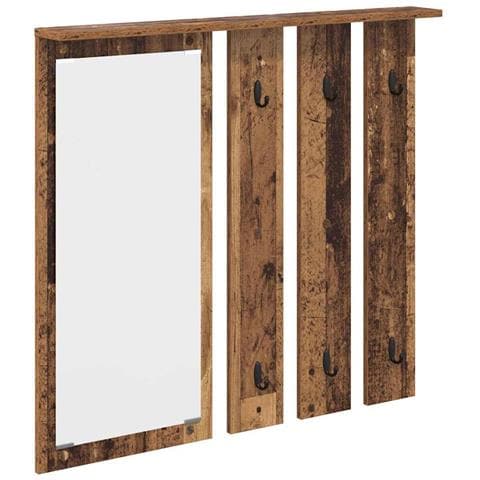 Appendiabiti a muro con specchio Legno vecchio 84 x 10 x 80 cm - Foto 1