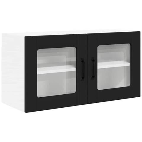 Pensile cucina con porta Nero 80 x 31 x 40 cm Legno multistrato - Foto 1