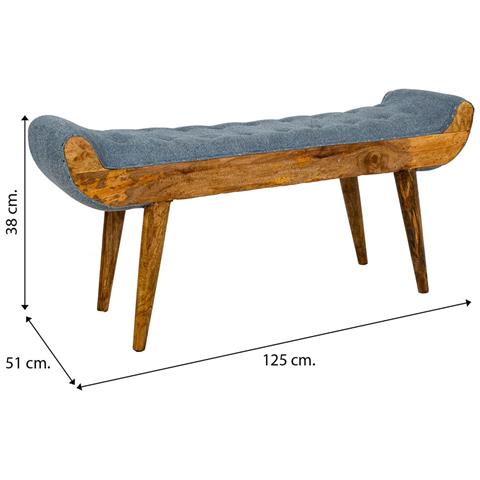 Sgabello In Pelle Blu 125x51x38h - Foto 6