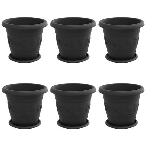 Vasi per Piante 6 pcs Nero Ø 26 x 21.5 cm Plastica - Foto 1