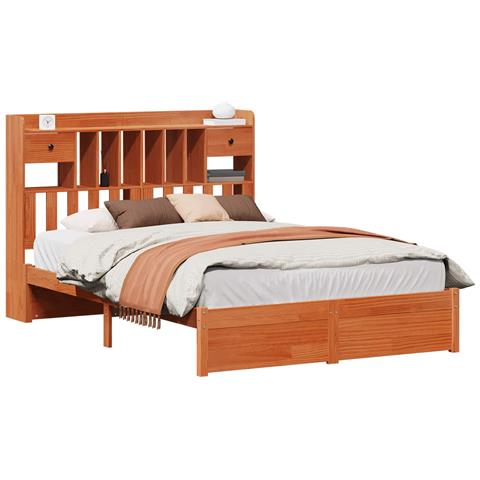 Libreria Struttura Letto con testiera Marrone Cera 200 x 160 cm - Foto 1