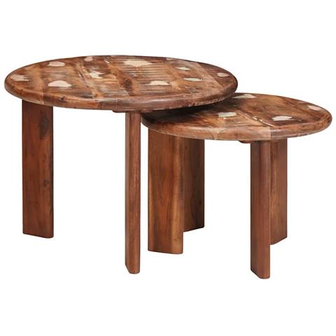 Tavoli da Caffè Nido 2 pcs Multicolore Legno massello riciclato - Foto 1